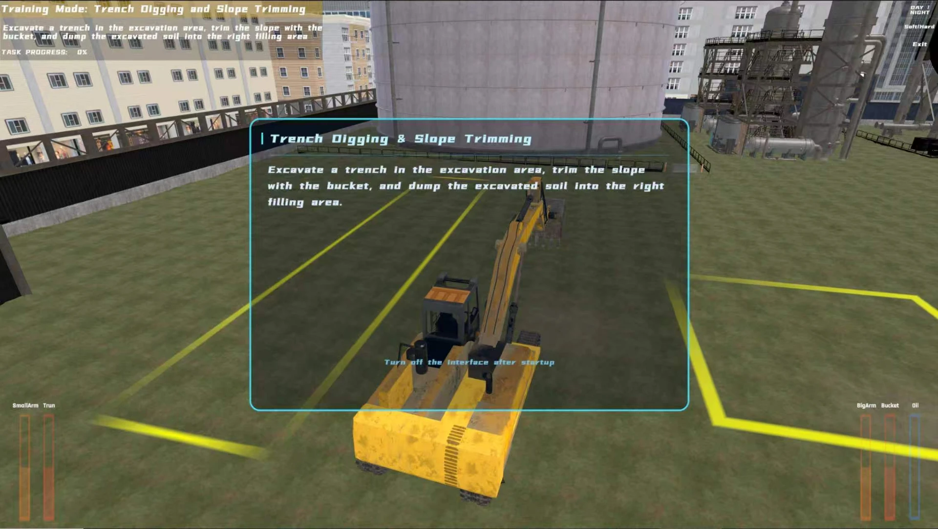 Trenching and slope-task instructions