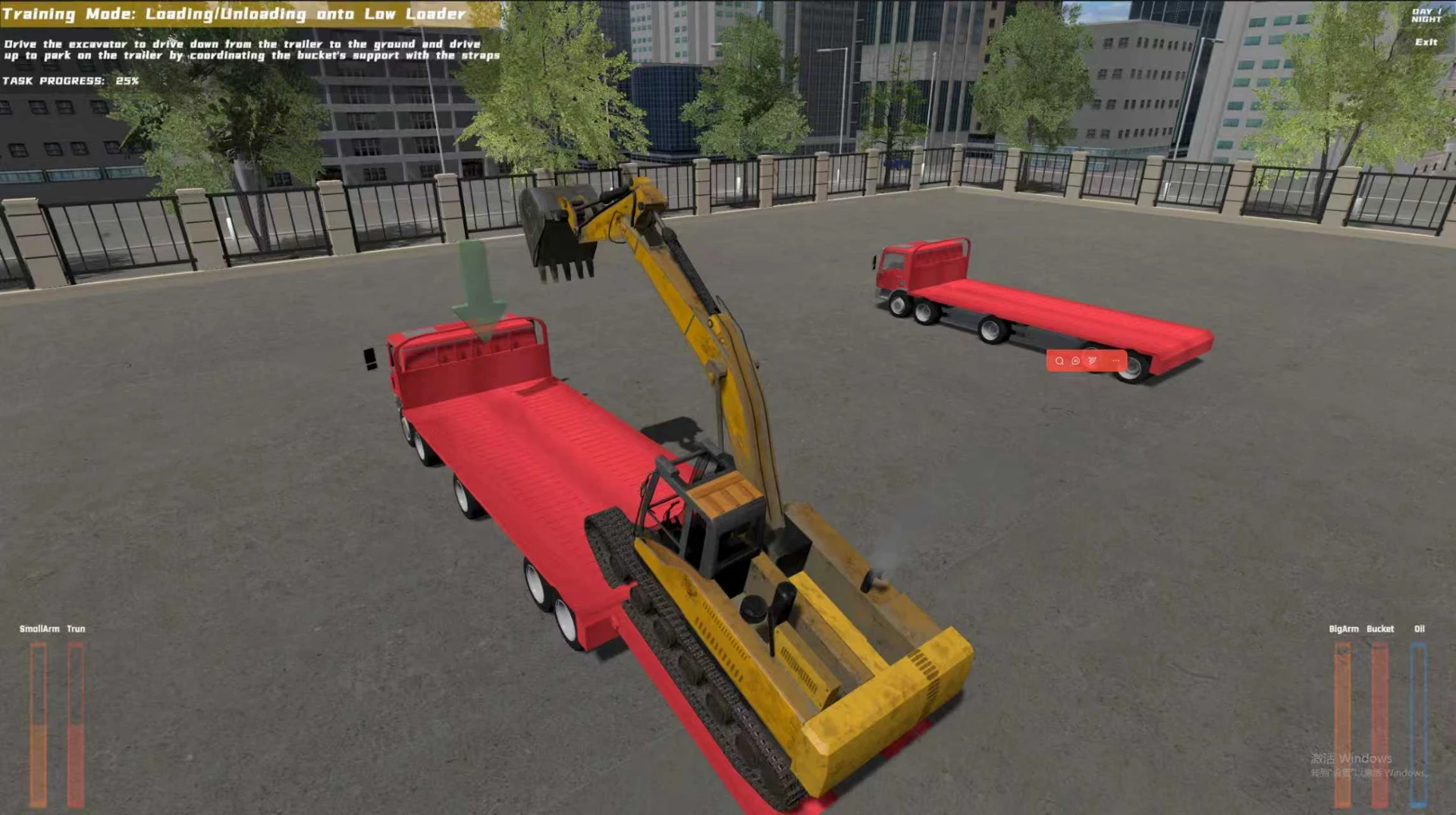 Loading / unloading a low-loader